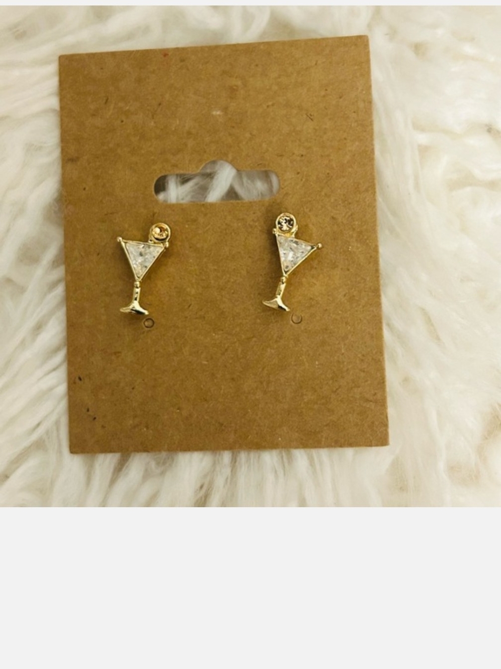 Gold Martini Glass Stud Earrings